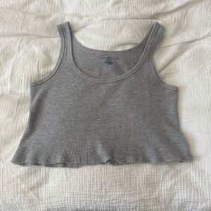 Brandy Melville Gray Ribbed Cropped Tank Top